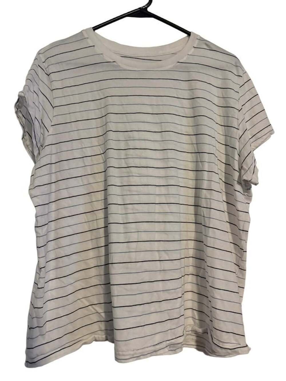Universal Thread White and Black Striped Baby Tee XL